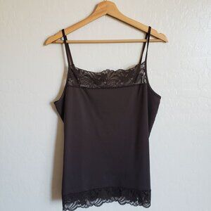 Luciano Dante Y2K Lace Trim Camisole Tank Top Brown Size Women's XL USA Stretchy